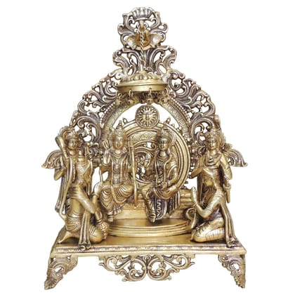 Brass Ram Darbar Idol | Religious Ram Parivar Statue for Home, Height : 22.5 Inch (BSMAS131 K)