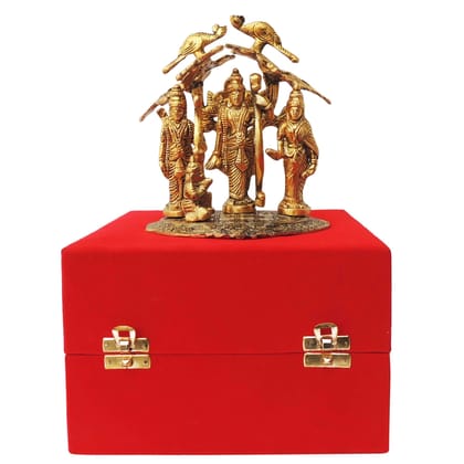 Aluminium Ram Darbar Statue with Velvet Box | Ideal Ram Parivar Gift for Puja, Height : 7 Inch (ASMAS410 G)
