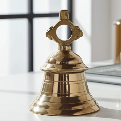 Brass Temple Hanging Ghanta, Hanging Bell, Ghanta 1.25 KG - Antique Brass Temple Bell for Mandir Decor (ZMAS493 D)