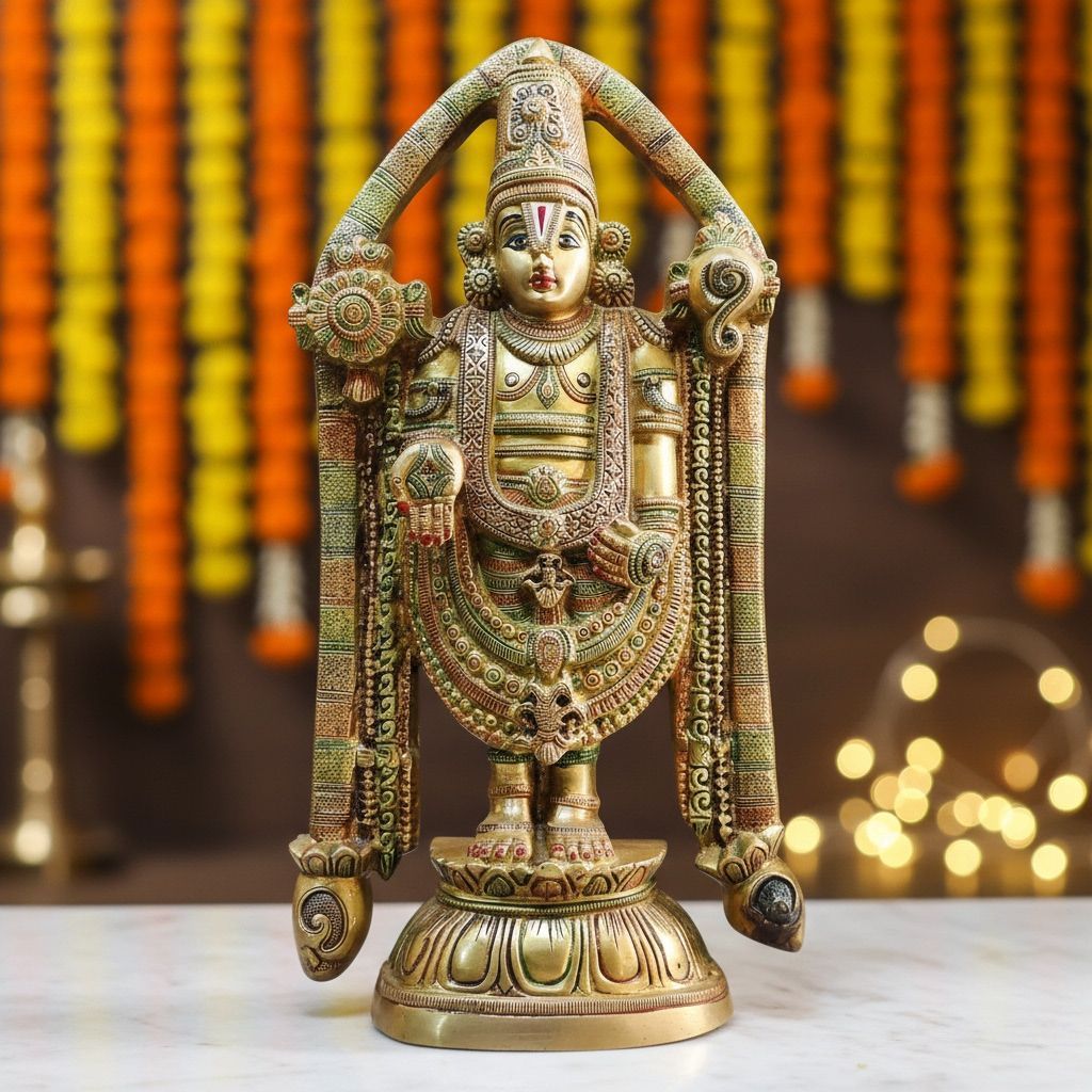 Religious Brass Tirupati Balaji Decorative Statue, Height : 23 Inch (BSMAS1495 A)