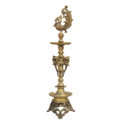 Brass Table Decor Oil Lamp, Deepak  - Handmade Puja Diya for Home D�cor, Height : 25 Inch (BSMAS980 C)