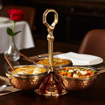 Copper Steel Brass Pickel Achar Holder Bowl With Spoon (BCMAS139 C)