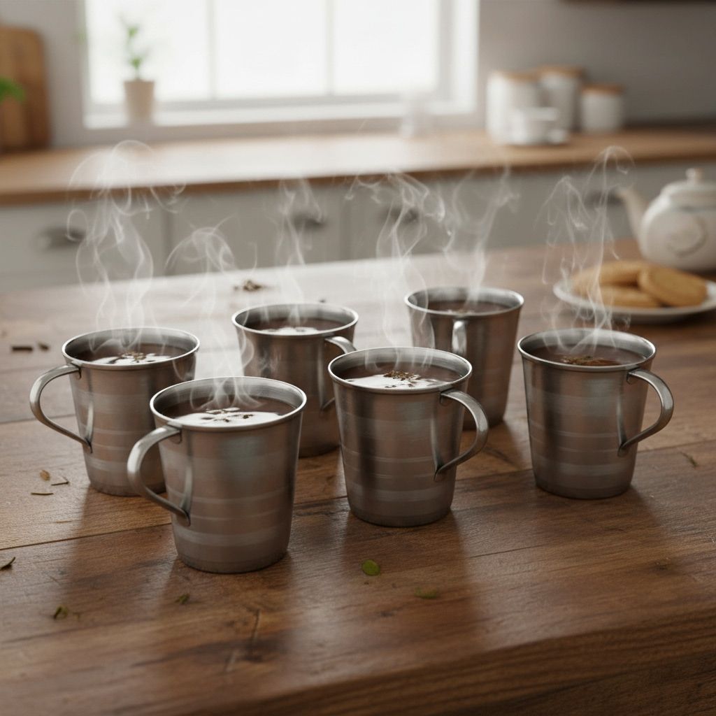 Stainless Steel Water Drinking Cup Set of 6 Steel Glasses, 120 ML (SMAS051 C)