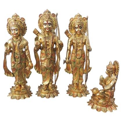 Brass Ram Darbar Idol Statue | Handcrafted Hindu Religious Murti, Height : 30.5 Inch (BSMAS1419)