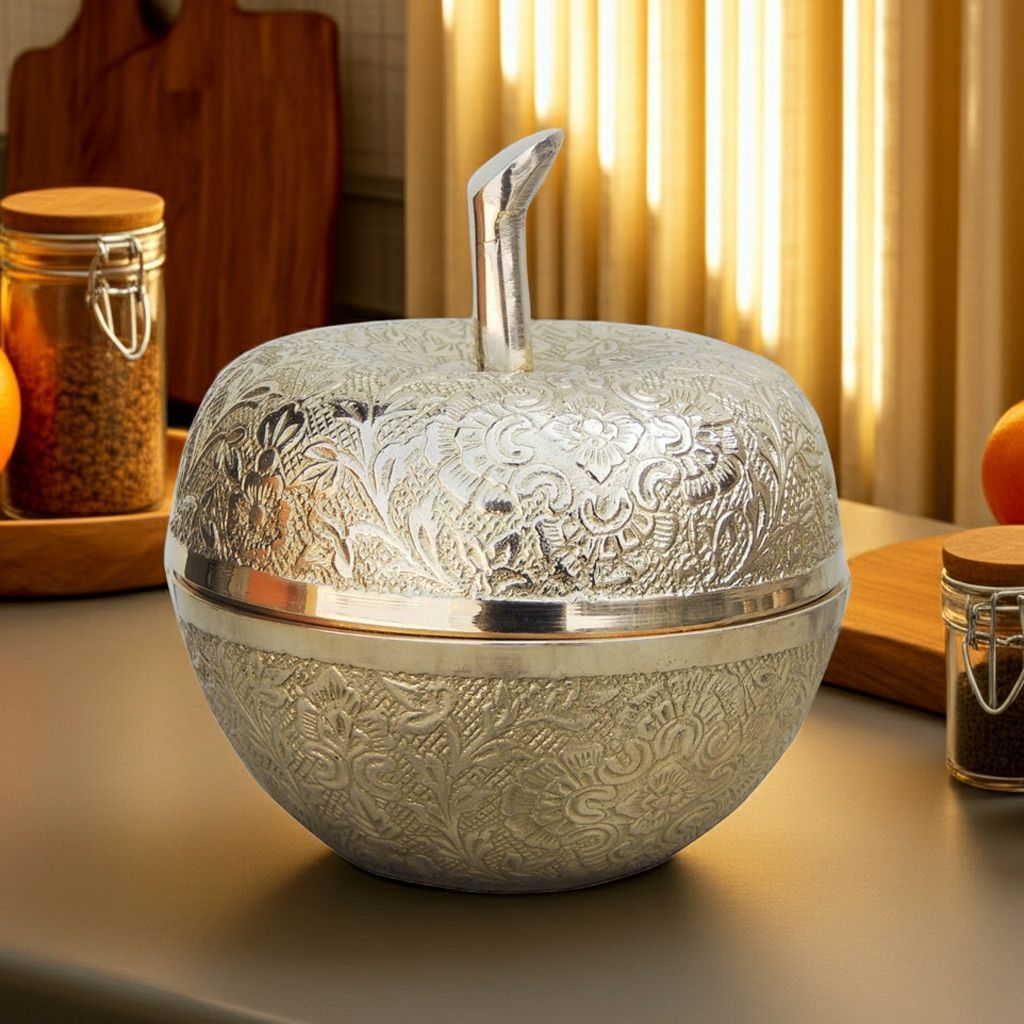 Handcrafted Brass Apple Shape Bowl | Living Room & Dining Decor, Height : 4.5 Inch (FMAS316 C)