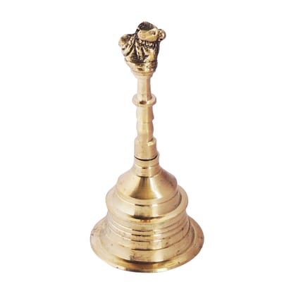 Brass Nandi Hand Bell, Ghanti No. 4, Height : 5.5 Inch (FMAS666 E)