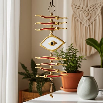 Aluminum Showpiece Nibu Mirchi Eyes Statue (ASMAS079)