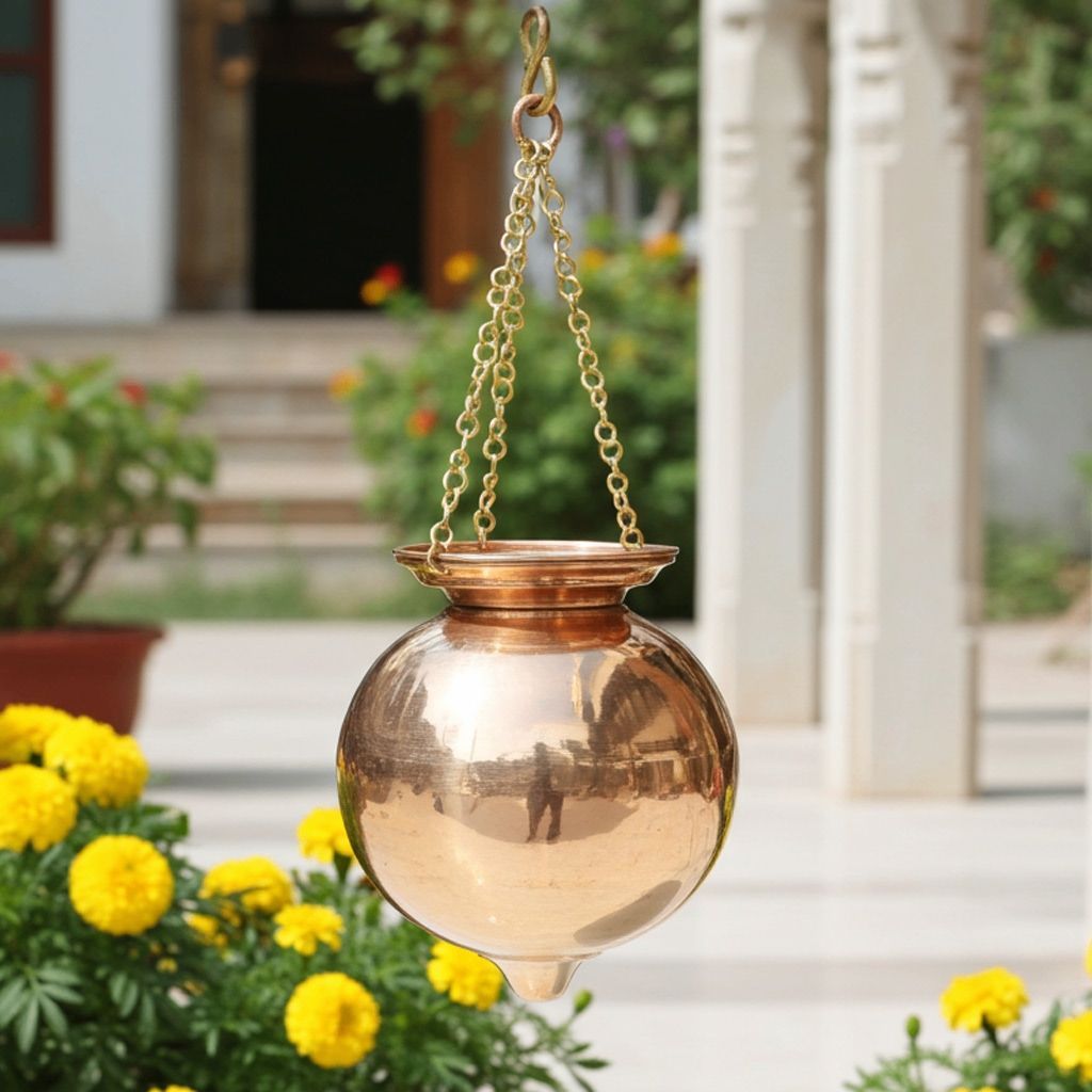 Copper Hanging Shiv Jaldhara � Temple Use Abhishek, Height : 10.5 Inch (ZMAS599 G)
