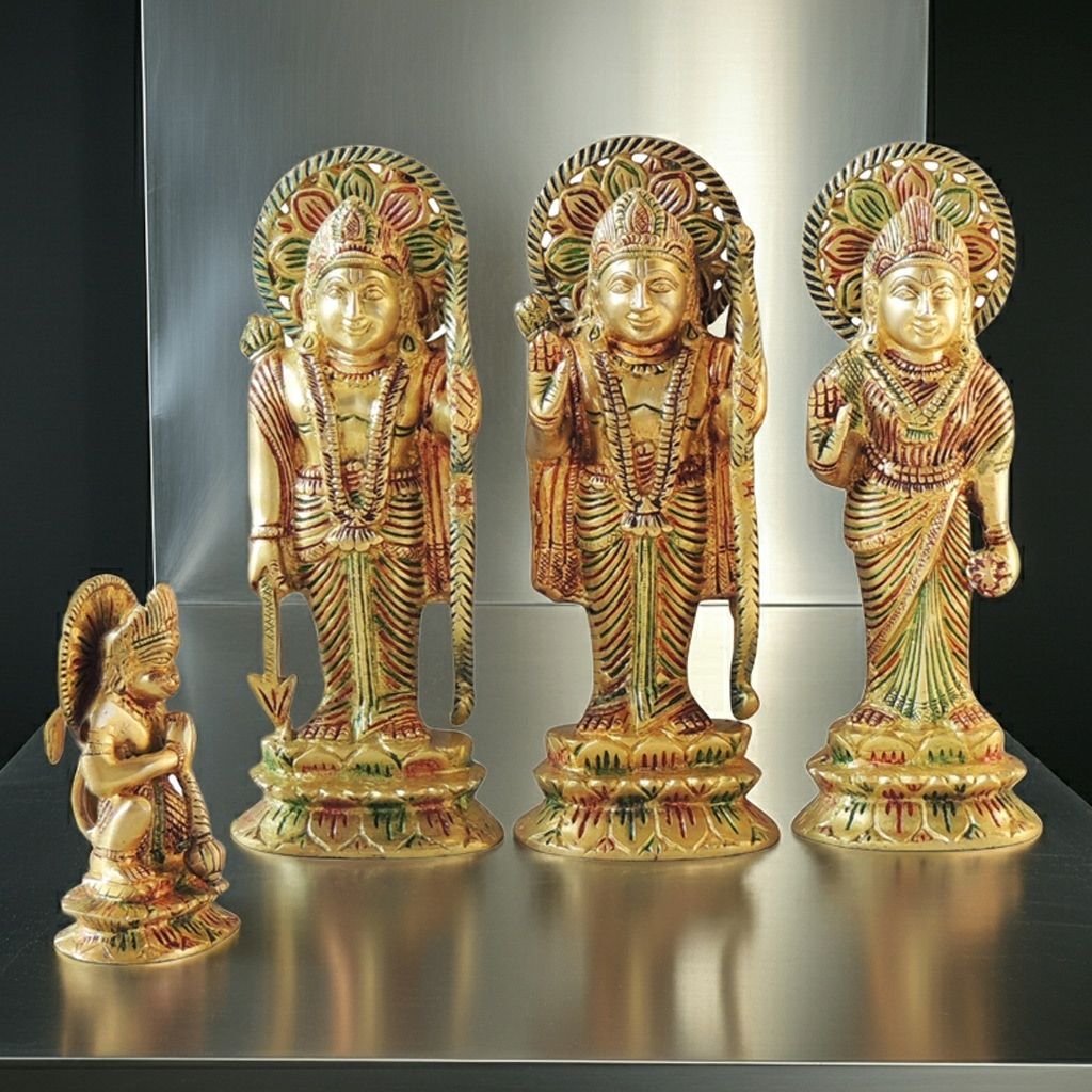 Brass Ram Darbar Statue for Home Mandir | Decorative Brass Idol, Height : 9.2 Inch (BSMAS1380 D)
