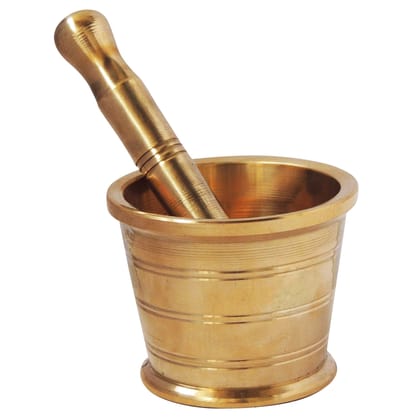 Brass Khal Batta 3 Inch | Traditional Grinding Tool | Indian Kitchen Accent, Height : 2.8 Inch (FMAS321 E)