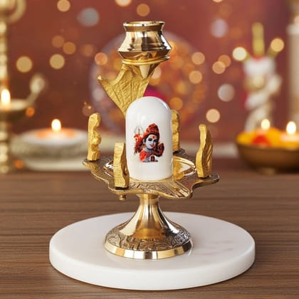 Brass Shiv Parivaar White Stone � Size 1 Family Idol, Height : 4.5 Inch (ZMAS463 B)