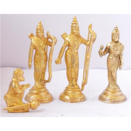 Brass Ram Darbar God Idol | Antique Finish Ram Parivar Murti, Height : 5.5 Inch (BSMAS1098 A)