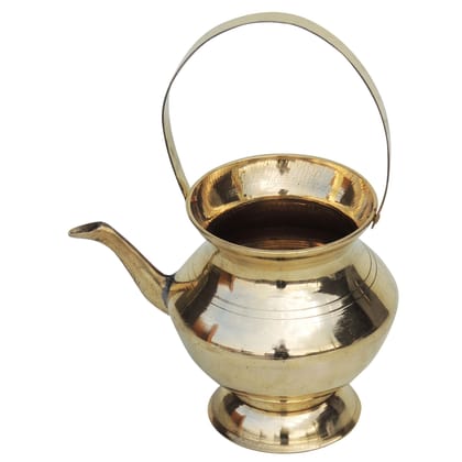 Brass Kamandal 240 ml � Small Holy Water Pot for Rituals, Height : 4 Inch (ZMAS530 X)