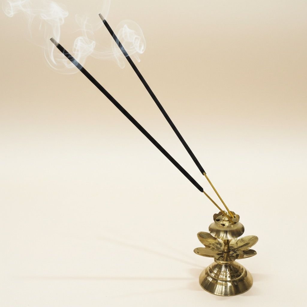 Kamal Patta Brass Agarbatti Stand No.4 | Lotus Incense Holder For Pooja, Height : 2.2 Inch (ZMAS147 C)