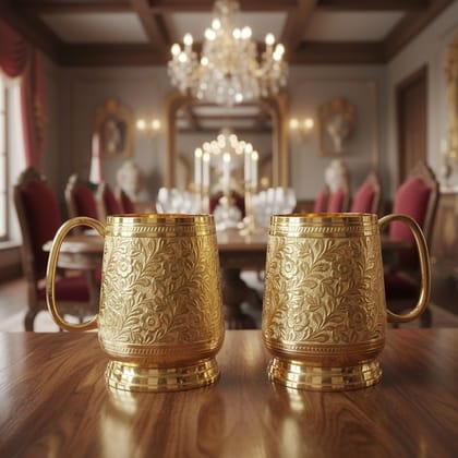 Brass Beer Mug Set | Premium Diwali Gift Item, Height : 4.6 Inch (BMAS307 A)