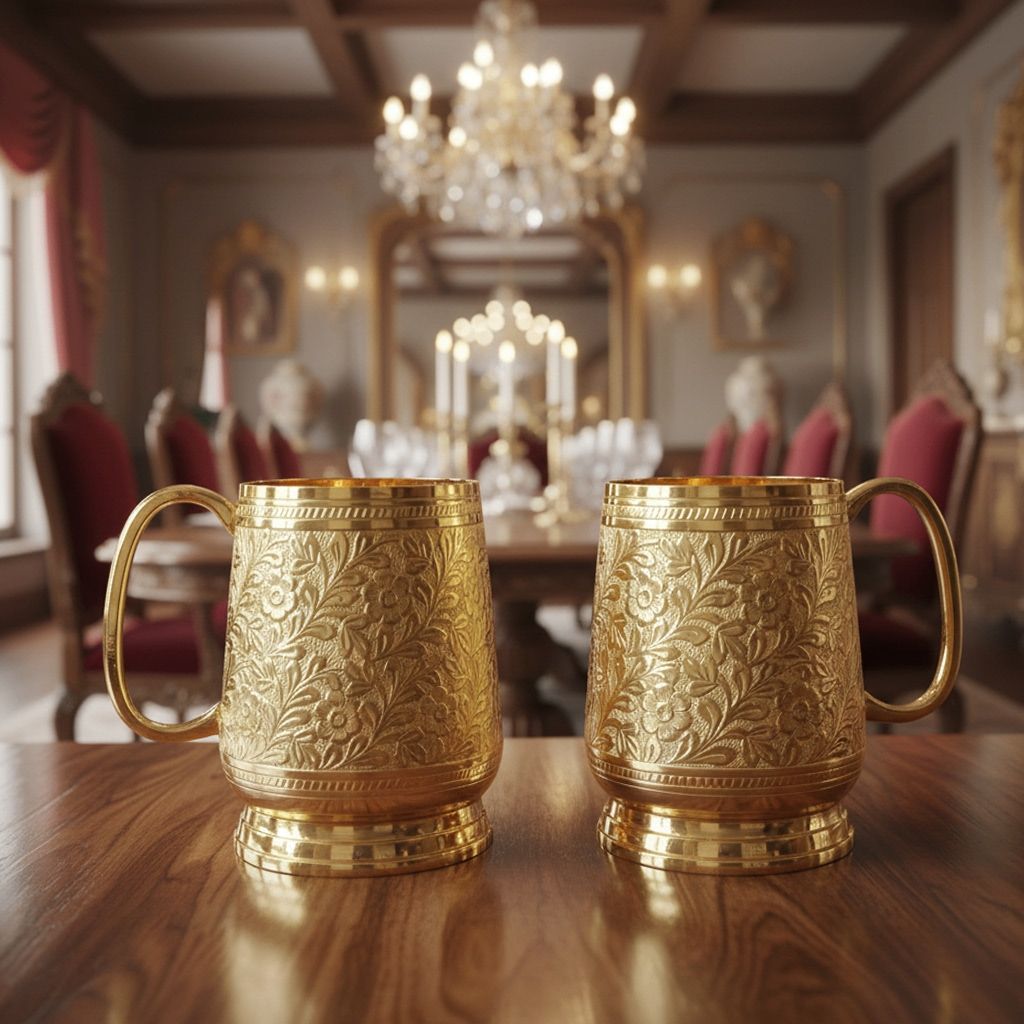 Brass Beer Mug Set | Premium Diwali Gift Item, Height : 4.6 Inch (BMAS307 A)