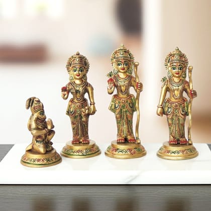 Brass Ram Darbar God Idol Statue | Spiritual Ram Parivar Murti, Height : 7.6 Inch (BSMAS1380 C)