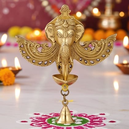 Brass Wall Hanging Evil Eye Protector Oil Lamp Deepak  - Protector Diya for Positivity, Height : 10.5 Inch (BSMAS1201 A)