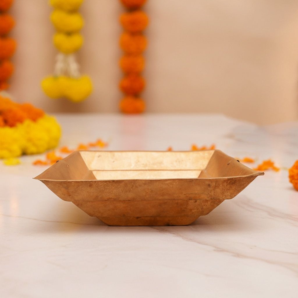 Copper Hawan Kund | Premium Yagya Kund for Religious Rituals, Length : 14 Inch (ZMAS294 M)