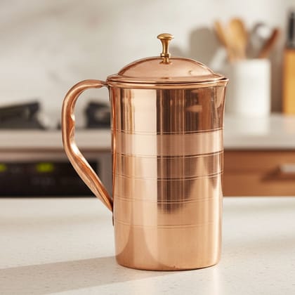Pure Copper Jug 1.6 Litre | Ayurvedic Drinking Water Pitcher, Height : 9 Inch (BCMAS120 A)