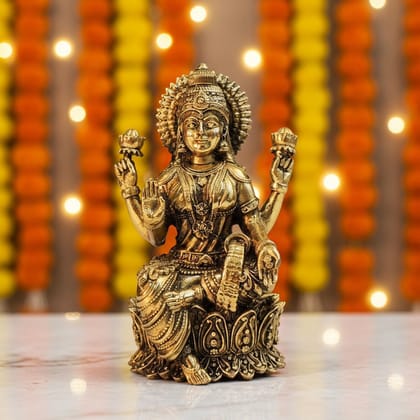 Brass Laxmi Ji Statue – Traditional Brass Lakshmi God Idol, Height : 4 Inch (BSMAS1825 L)