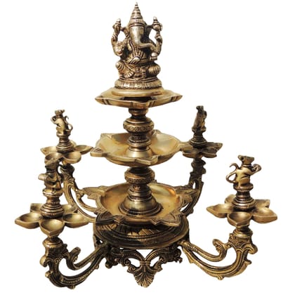 Brass Showpiece Ganesh Multi Deepak (BSMAS907 A)