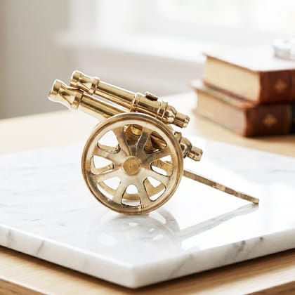 Brass Small Toop Cannon No.4 | Antique Military Miniature Showpiece, Height : 1.7 Inch (ZMAS172 B)