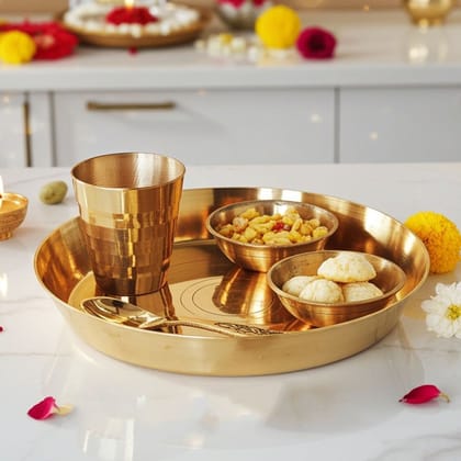 Brass Laddu Gopal Thali Set (ZMAS460 G)