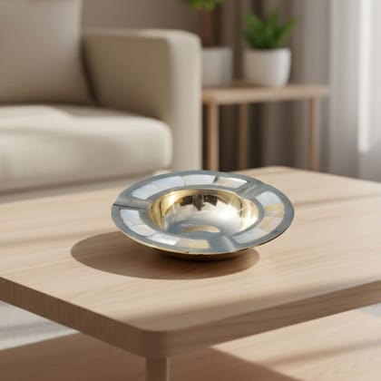 Brass Ash Tray | Traditional Metal Smoking Tray, Height : 0.8 Inch (ZMAS157 D)