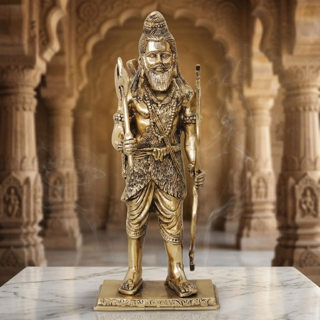 Brass Parshuram Ji God Idol – Traditional Hindu Brass Spiritual Decor, Height : 13.5 Inch (BSMAS1339 E)
