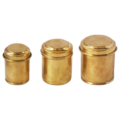 Brass Miniature Box Toy 3 Pcs Set | Vintage Storage Play Set, Height : 3 Inch (ZMAS358 C)