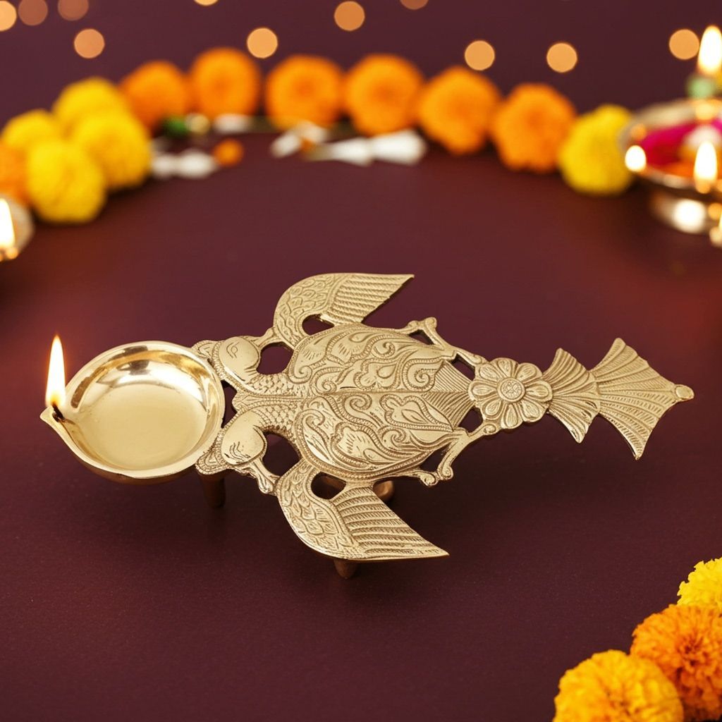 Brass Showpiece Brass Table Decor Deepak (BSMAS319)