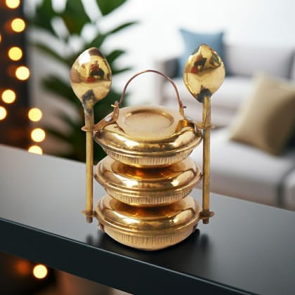 Brass Lunch Box Miniature Toy | Vintage Kitchen Collectible For Children, Height : 3.5 Inch (ZMAS335 C)