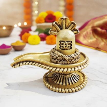 Brass Shivling Idol Statue for Home Temple & Pooja Room, Height : 4 Inch (BSMAS1887 H)