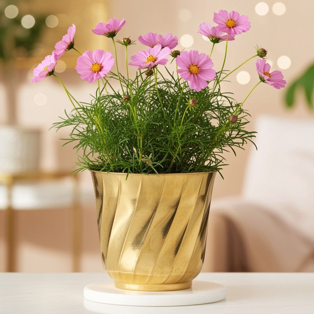 Brass Decorative Planter for Home � Elegant Gamla Style, Height : 11 Inch (FMAS247)