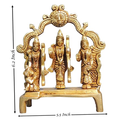 Brass Ram Darbar God Idol Statue | Traditional Hindu Puja Murti, Height : 6.2 Inch (BSMAS1394 H)
