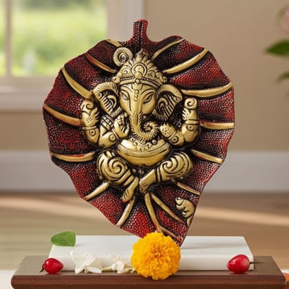 Aluminium  Showpiece Ganesh Patta Small Red (ASMAS096 A)