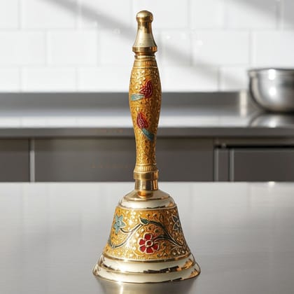 Brass Hand Bell No. 2 Yellow Colour, Height : 7 Inch (ZMAS167 B)