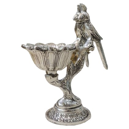 Aluminium Double Parrot Design Decorative Bowl | Double Parrot Showpiece | Decorative Table Bowl, Height : 7.5 Inch (ASMAS544 S)
