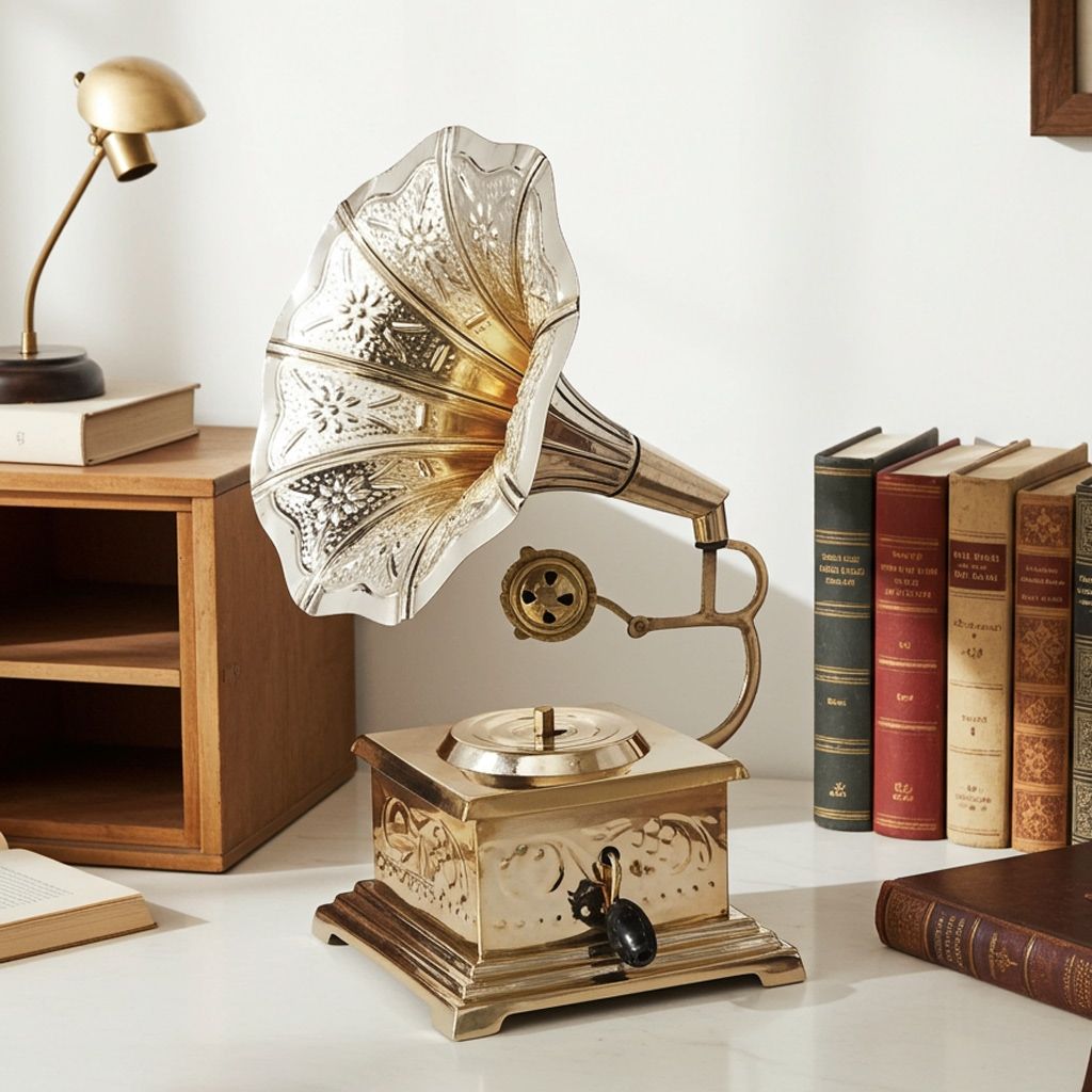Brass Showpiece Home Decor Gramophone (MRMAS215 B)