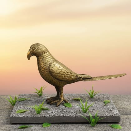 Brass Parrot Statue Table Decor | Handcrafted Bird Showpiece, Height : 7.5 Inch (ANMAS073) Brass Parrot Statue Table Decor | Handcrafted Bird Showpiece, Height : 7.5 Inch (ANMAS073)