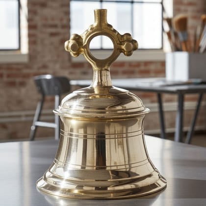 Brass Temple Hanging Ghanta, Hanging Bell, Ghanta 11.86 KG - Handcrafted Brass Ghanta for Big Temple (ZMAS493 O)