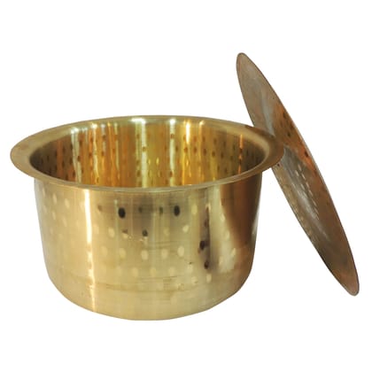 Brass Bhagona With Lid 9 Liter | Large Size Brass Cooking Pot, Height : 7.2 Inch (ZMAS637 J)