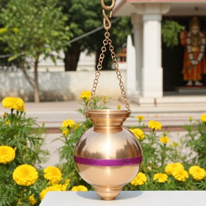 Copper Hanging Shiv Jaldhara � 4 Liter Abhishek Vessel, Height : 10 Inch (ZMAS599 F)