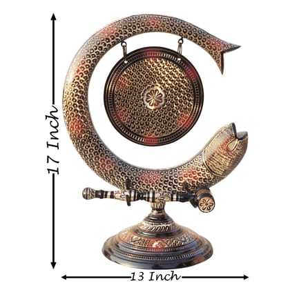Brass Handcrafted Fish Bell � Home Decor Dinner & Puja Bell, Height : 17 Inch (ANMAS172 B)
