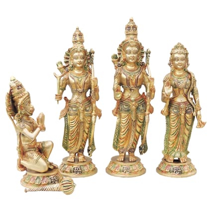 Brass Ram Darbar Murti | Premium Brass Ram Parivar Idol, Height : 20 Inch (BSMAS1424)