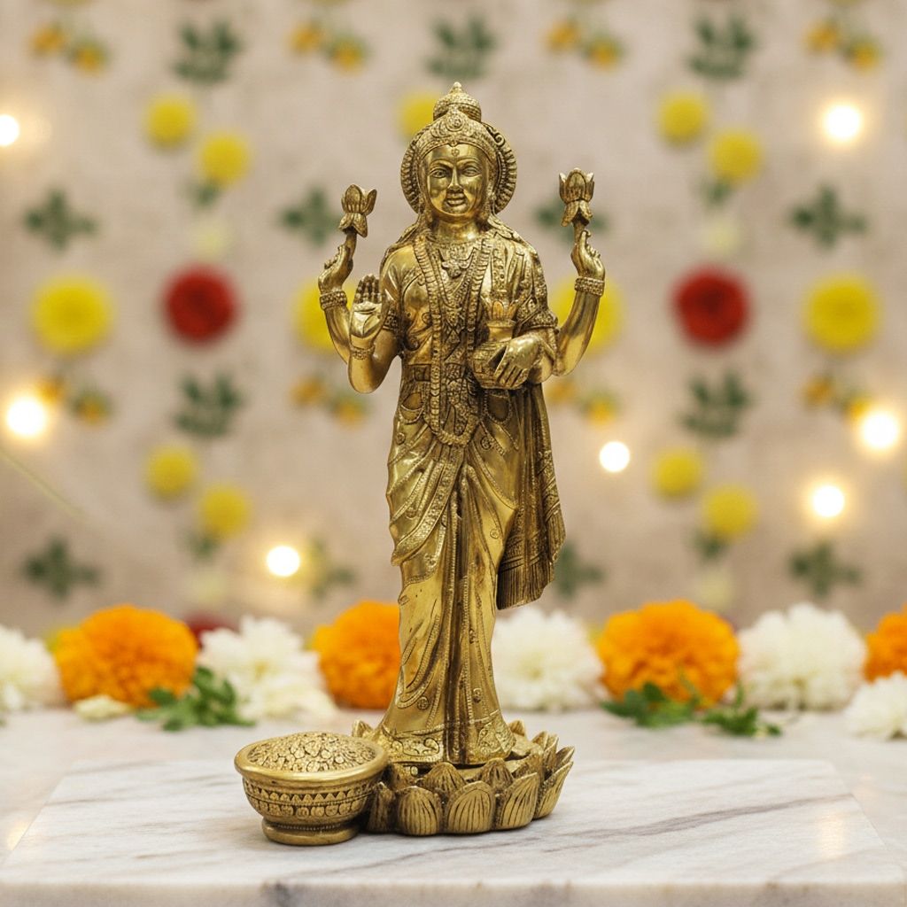 Brass Laxmi Ji Idol Statue | Goddess Lakshmi Puja Murti, Height : 24.5 Inch (BSMAS1873 L)