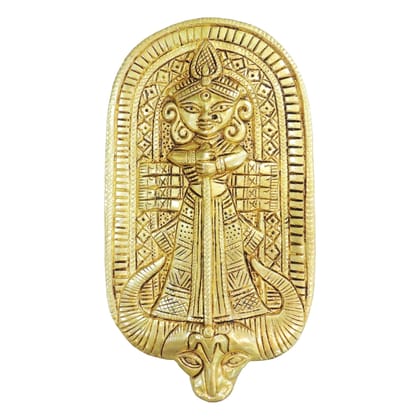 Brass Mahishasur Mardini Wall Hanging Plate | Maa Durga Wall Art | Brass Devi Wall Decor, Height : 8.5 Inch (BSMAS1954 D)
