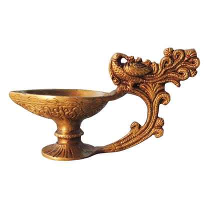 Brass Table Decor Oil Lamp Deepak  - Classic Deepak for Aesthetic Home D�cor, Height : 3.5 Inch (BSMAS1170 A)