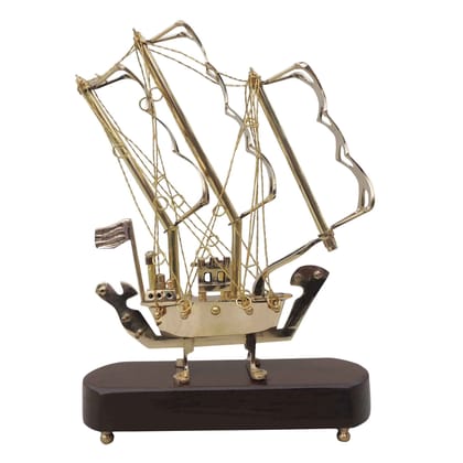 Brass Sailing Ship Decorative Showpiece – Nautical Room Decor, Height : 10 Inch (MRMAS128 X)